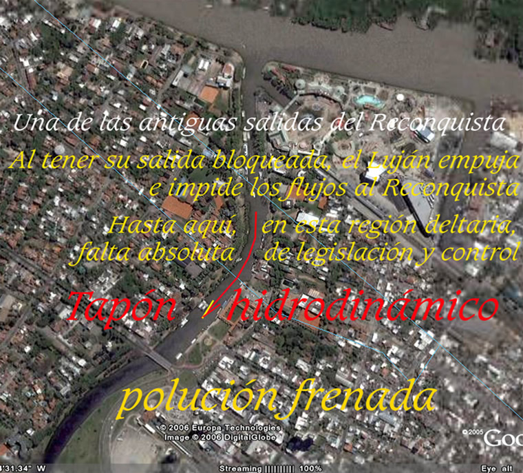 Reconquista. salida al Lujan y tapon hidrodinamico